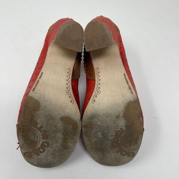 Gold Button Women's Heeled Ankle Zip Booties Real Leather Red Size EU 37 - Picture 6 of 12